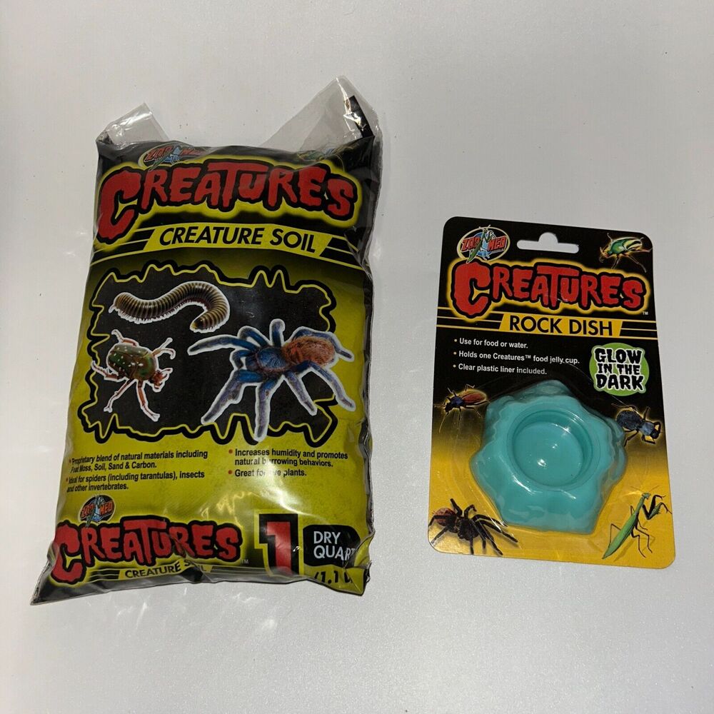 New Creates Creature Soil 1 Qt & Glow In The Dark Rock Dish